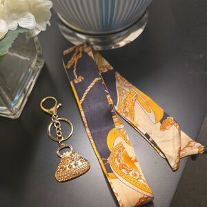 Bag Charm & Twilly Bundle-Gold